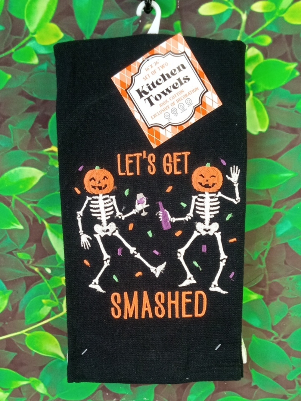 👻 Halloween 'Let's Get Smashed' Black Kitchen Towel Set